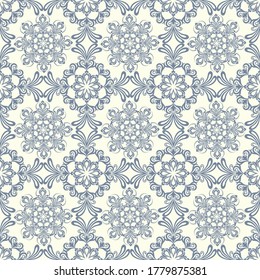 Seamless light background with grey pattern in baroque style. Vector retro illustration. Ideal for printing on fabric or paper for wallpapers, textile, wrapping. 