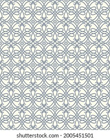 Seamless light background with grey pattern in baroque style. Vector retro illustration. Islam, Arabic, Indian, ottoman motifs. Perfect for printing on fabric or paper.