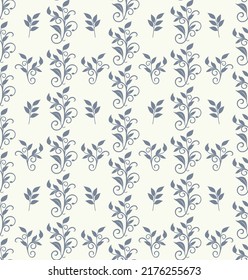Seamless light background with grey pattern in baroque style. Vector retro illustration. Ideal for printing on fabric or paper for wallpapers, textile, wrapping. 