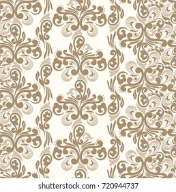 Seamless light background with shades of brown pattern in baroque style. Vector retro illustration. Ideal for printing on fabric or paper.