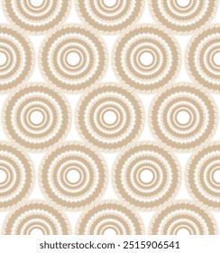 luz sem costura bege e creme circular ikat mandala padrão de onda padrão usado para têxteis, fundo de design, embalagem, papel de parede, 