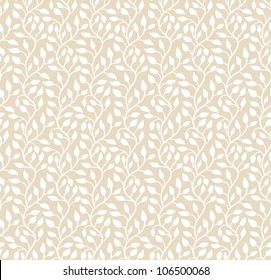 Seamless light beige leaf pattern. Vector illustration