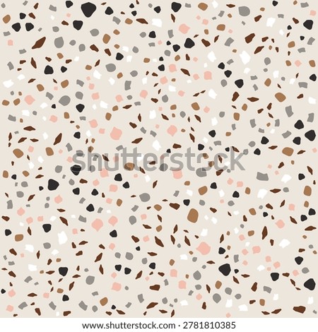 Seamless light beige terrazzo pattern background with soft colored stone flakes for minimalist interior design