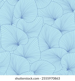 seamless light blue abstract floral pattern with blue leaves. Hand drawn minimal abstract organic shapes pattern. Delicate vector abstact blue pattern with blue leaves. Monochrome