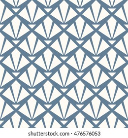 Seamless light blue art deco diamond rays pattern vector