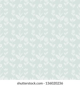 Seamless light blue flowers pattern