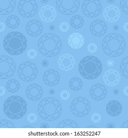 Seamless light blue gemstones pattern in simple style.