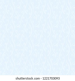 Seamless light blue hand drawn curl element and stripes pattern, Vector background