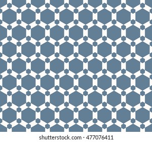 Seamless light blue hexagonal fractal grid pattern vector