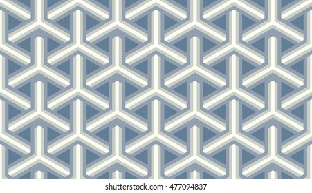 Seamless light blue isometric tridents outline pattern vector