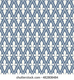 Seamless light blue medieval diamond pattern vector