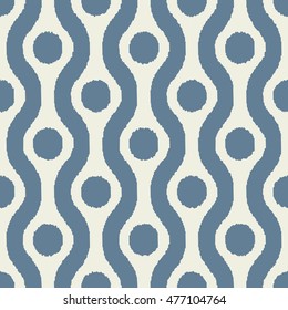 Seamless light blue ogee ikat polka dot pattern vector