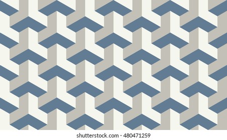 Seamless light blue op art trilateral hexagonal pattern vector