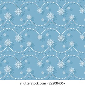 Seamless light blue pattern with torse of snowflakes