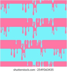 Seamless light blue and pink drip pattern, dripping liquid, beautiful background, seamless fabric pattern, vector illustration, work of hand drawn