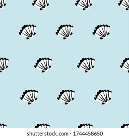 seamless light blue sea shell pattern. repeating vector pattern.