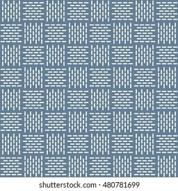 Seamless light blue stitched plaid textile pattern vector