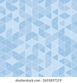 Seamless light blue triangle mosaic pattern. Abstract geometric background texture. Modern polygonal tiling. Vector wallpaper for winter design, web, print, digital, clean, minimal, grid look.