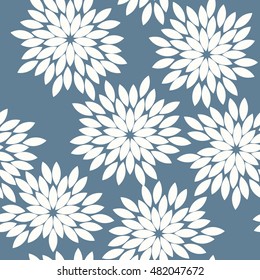 Seamless light blue vintage japanese floral kimono tenugui textile pattern vector