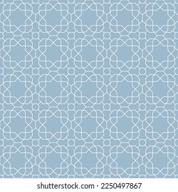 Seamless light blue and white geometric background for your designs. Modern vector ornament. Geometric abstract pattern