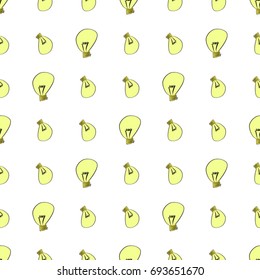 Seamless light bulb illustrations background abstract, hand drawn. Cartoon style vector graphic.