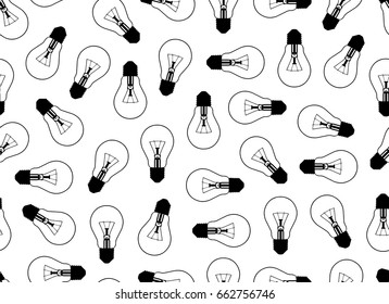 Seamless light bulbs isolated on white