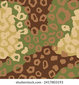 Seamless Light Classic Simple Skin Watercolor Background. Green Repeated Summer Beauty Cheetah, Seamless Set Vector. Seamless Black Jungle Surface Art.