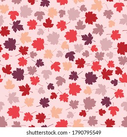 Seamless light color realistic leaf pattern. Vector illustration for your design.