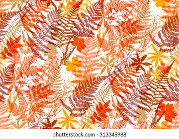 Seamless light color realistic leaf pattern. Vector illustration