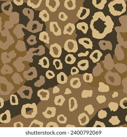 Seamless Light Elegant Vintage Cheetah Fabrics Background. Khaki Endless Spring Isolated Panther, Seamless Shape Pattern. Seamless Dark Animal Ornament Wallpaper.