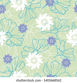 Seamless light floral pattern of daisies. Seamless texture for fabric, bedding, plate.