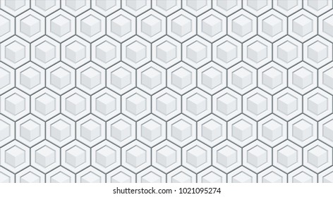 seamless light gray hexagon vector relief background