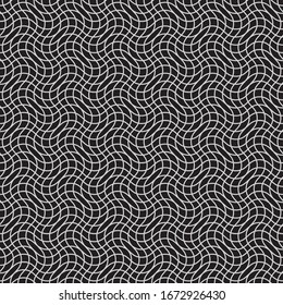 Seamless Light Gray Wavy Line Criss Cross Pattern With Black Color Background