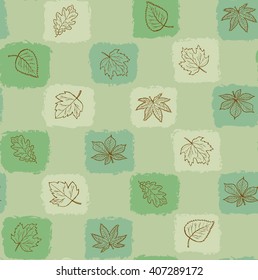 Seamless light green leaves pattern background. Vector image. 