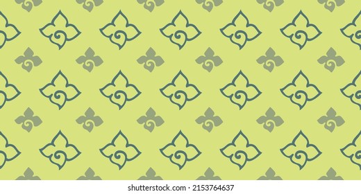 Seamless light green minimal Thai art striped vector for background, card, fabric