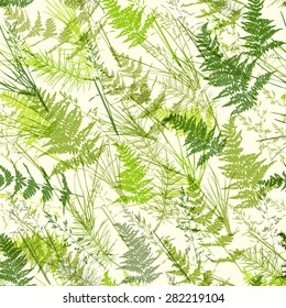 Seamless light green realistic leaf pattern. Vector illustration