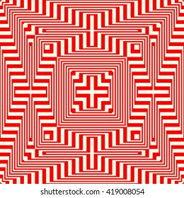 Seamless light and heavy striped red white pattern. Abstract repeated lines. Geometric figures texture background. Vector illustration
