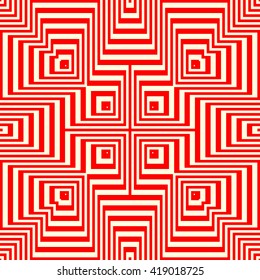 Seamless light and heavy striped red white pattern. Abstract repeated lines. Geometric figures texture background. Vector illustration