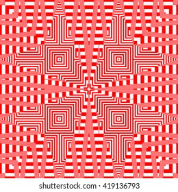 Seamless light and heavy striped red white pattern. Abstract repeated lines. Geometric figures texture background. Vector illustration