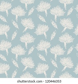 Seamless light old pattern with hand drawn gorgeous flowers and leaves. Template for decoration and design textile, wrapping paper, package, covers, greeting cards