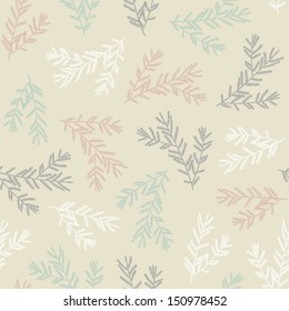 Seamless light pattern with color fir branches. Vector illustration