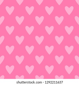 Seamless light pink hearts pattern. Valentine's day tile background. Romantic vector pattern.