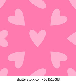 Seamless light pink hearts pattern. Valentine's day tile background. Romantic vector pattern.