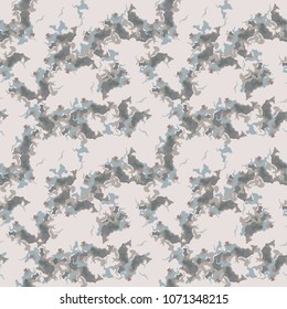 Seamless light pink pattern with brown and blue stains. Vector abstract camouflage repeat in urban style. Usable as camo print for clothes or wrapping paper, wallpaper, backdrop, background etc.