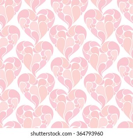 Seamless light pink pattern with hearts.