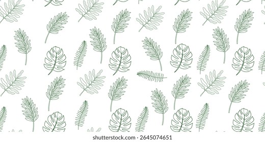 Seamless light purple leaf pattern with delicate hand-drawn foliage on white background, elegant botanical design for wrapping paper, fabric prints, wallpapers, and decorative use.