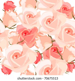 Seamless light romantic pattern with pink roses