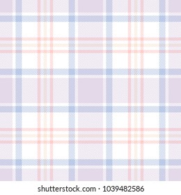 Seamless light tartan plaid pattern. Checkered fabric texture background. Vector flat illustration. Towel, bed sheet, tablecloth.