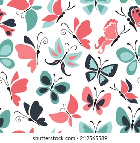 Seamless light texture with butterflies