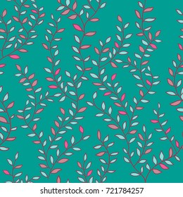 Seamless light turquoise leaf pattern. Vector illustration.perfext for background and textile design
